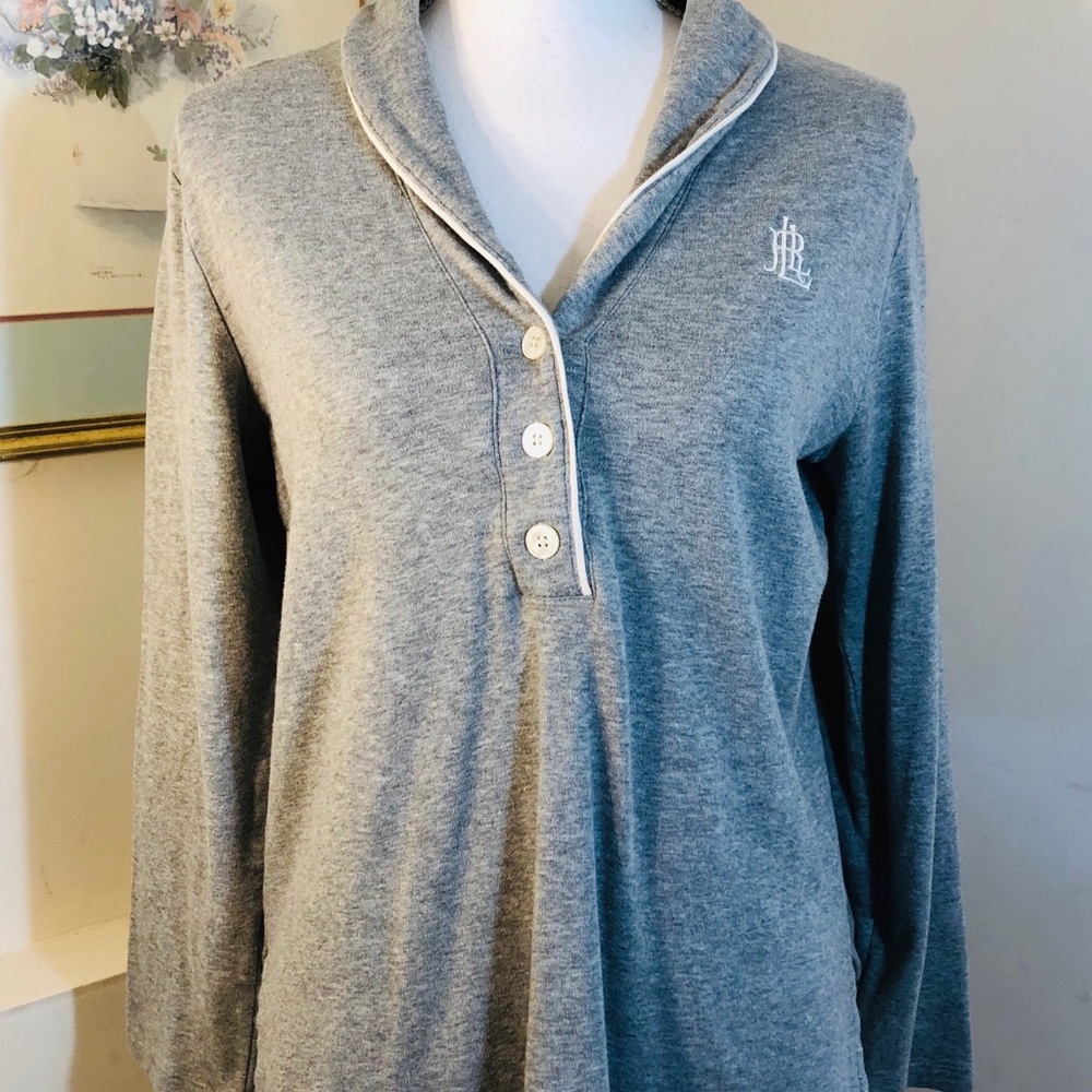 Lauren Ralph Lauren Gray Fleece Lounge Top Size M